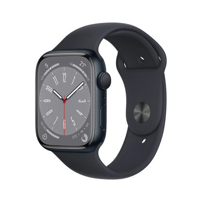 Apple Watch Series 8, 45mm GPS Midnight Aluminium Case with Midnight Sport Band