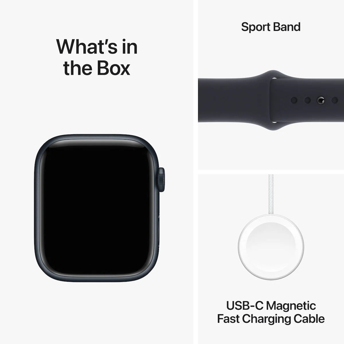 Apple Watch Series 9, GPS 45mm Midnight Aluminium Case with Midnight Sport Band - M/L