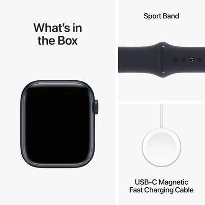 Apple Watch Series 9, GPS 45mm Midnight Aluminium Case with Midnight Sport Band - M/L