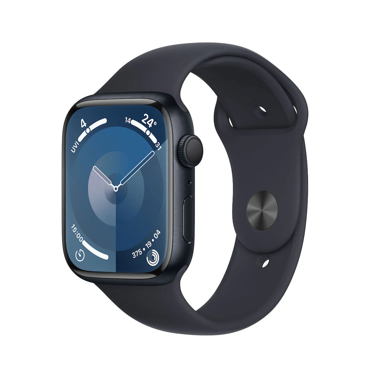 Apple Watch Series 9, GPS 45mm Midnight Aluminium Case with Midnight Sport Band - M/L