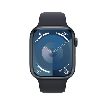 Apple Watch Series 9, GPS 45mm Midnight Aluminium Case with Midnight Sport Band - M/L