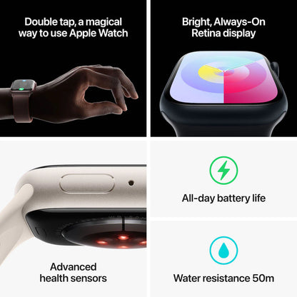 Apple Watch Series 9, GPS 45mm Midnight Aluminium Case with Midnight Sport Band - M/L