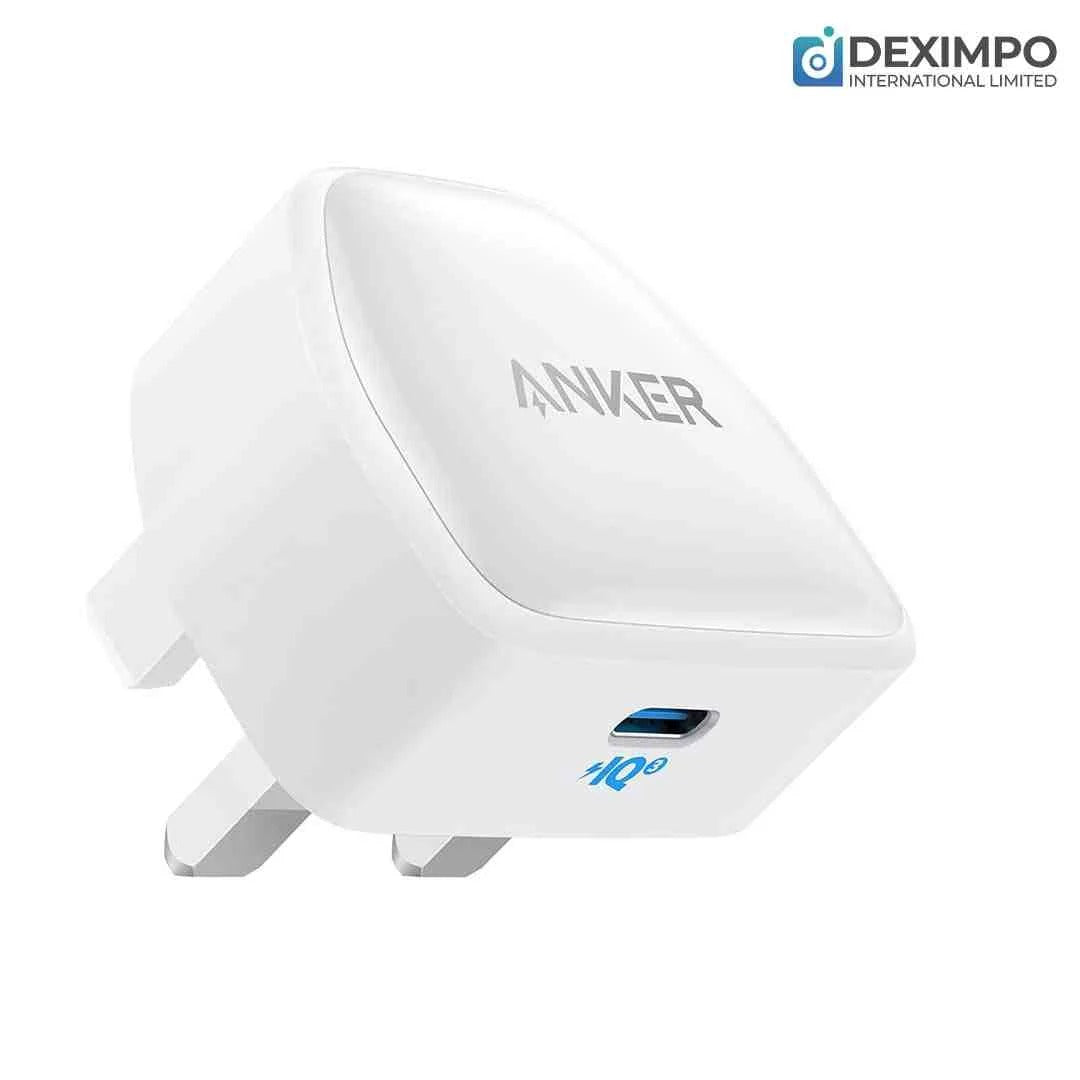 Anker PowerPort III Nano Mobile Charger / 20W / Fast Charging / USB-C / A2633V22 - White + Anker Powerline III Flow USB-C With Lightning Cable 6ft A8663H61