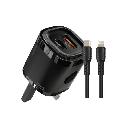 Green Lion PD+QC 20W One-way solution +TC-IPH data cable 1m Black/Orange