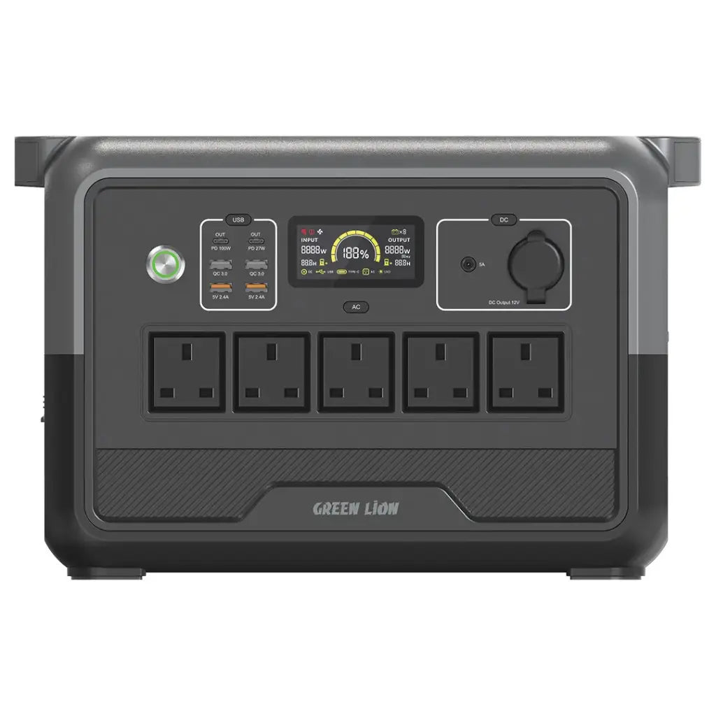 Green Lion PGX1200 Power Station with 1152Wh & 45000mAh LiFePO4 Battery - Black