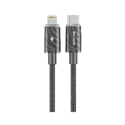 Green Lion USB-C to Lightning Thick Braided Cable 1M PD 27W - Black