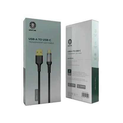 Green Lion Transparent LED Cable USB To Type-C - Black