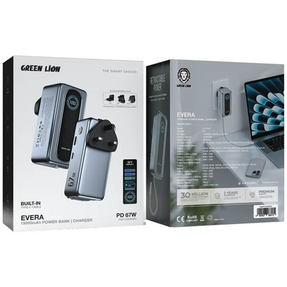 Green Lion Evera 15000mAh Power Bank & Charger - Gray