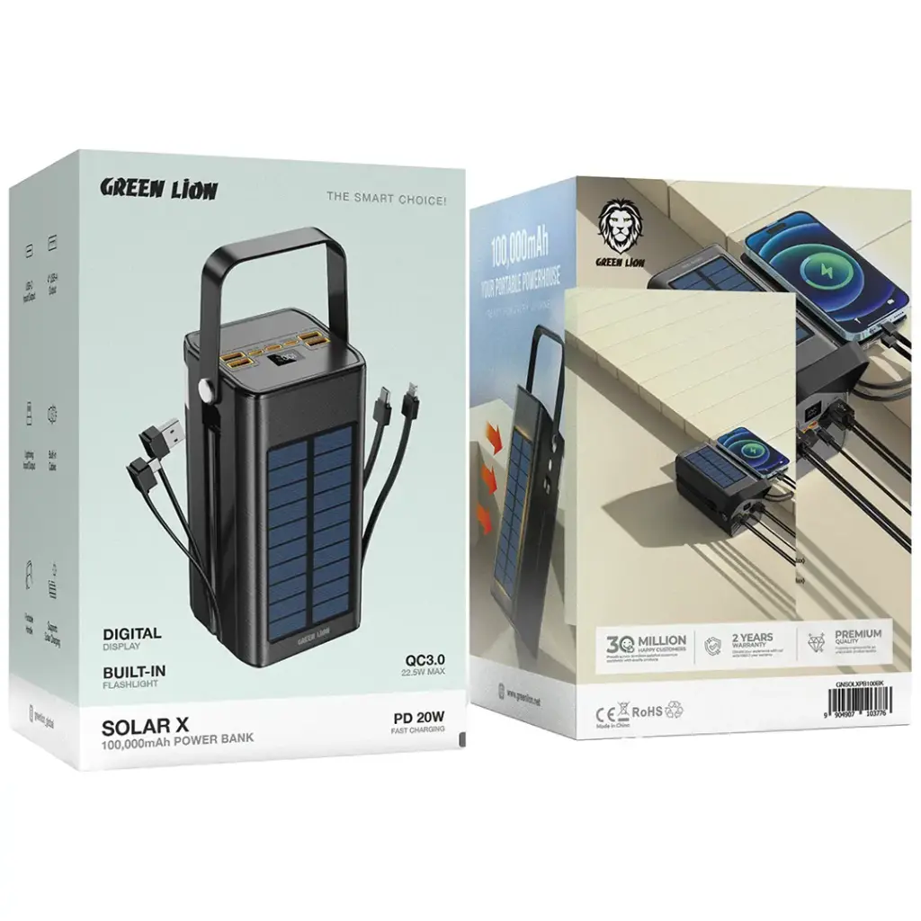 Green Lion Solar X Power Bank 100,000mAh