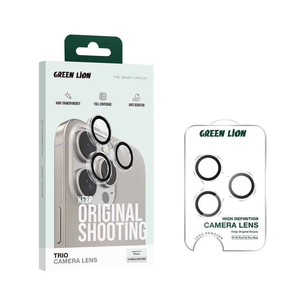 Green Lion Trio Camera Lens for iPhone 16 Pro/Pro Max - Clear