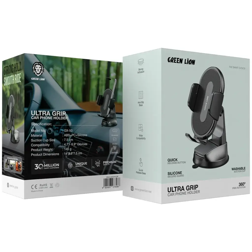 Green Lion Ultra Grip Car Phone Holder - Black