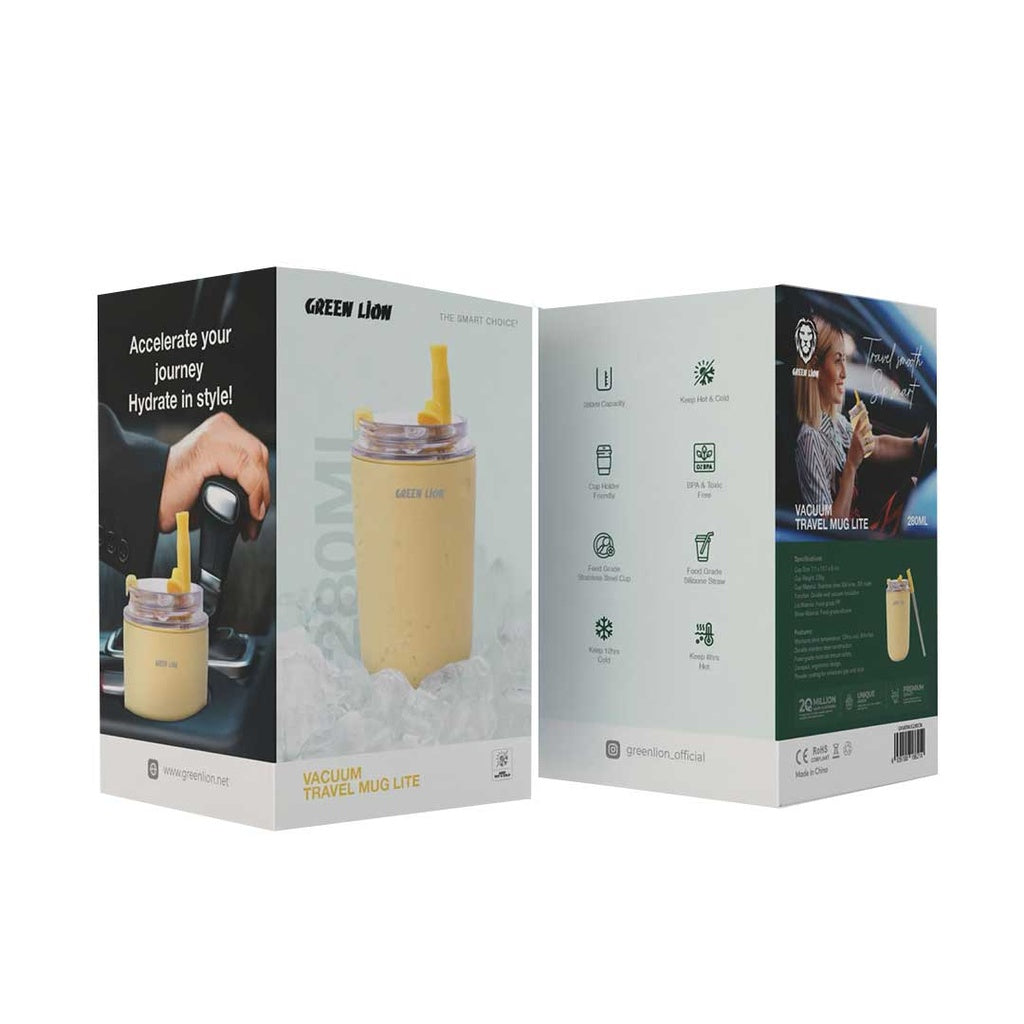 Green Lion Vacuum Travel Mug Lite - 280 ML - Black