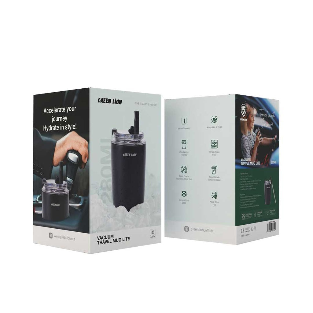 Green Lion Vacuum Travel Mug Lite - 280 ML - Black