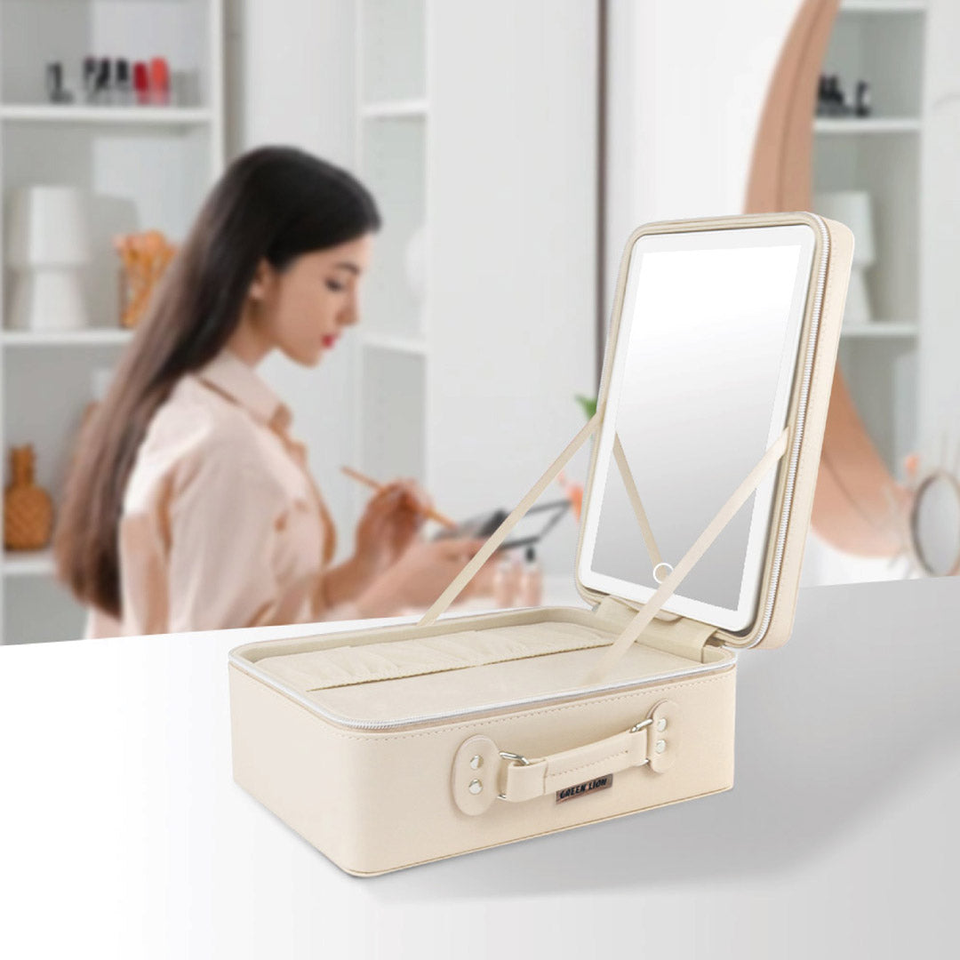حقيبة مكياج سفرية من Green Lion مع مرآة مضيئة