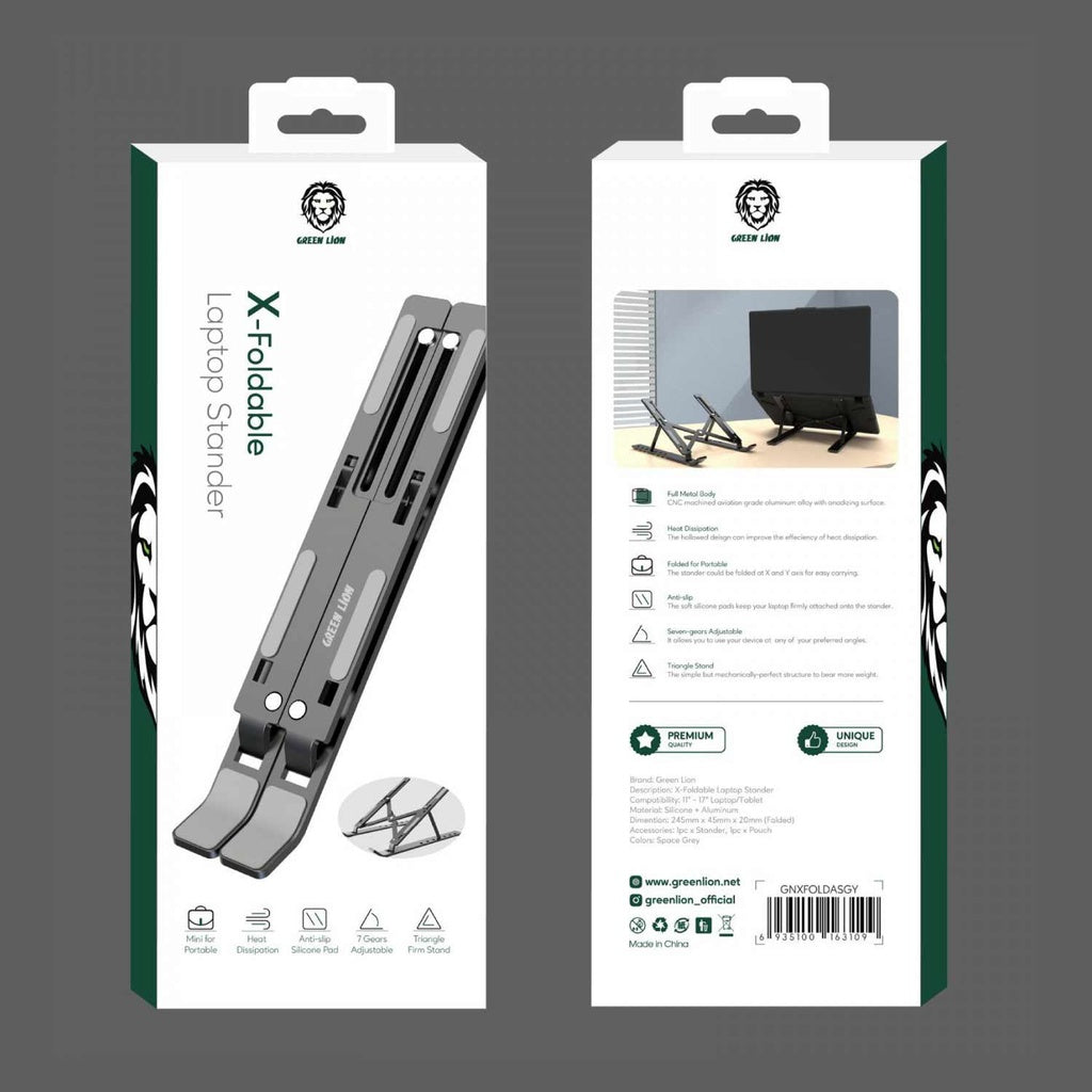 Green X-Foldable Laptop Stand - Gray