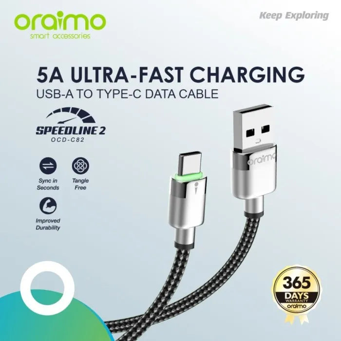 Oraimo speedline 2 type -C Ultra fast charging cable OCD-CC82