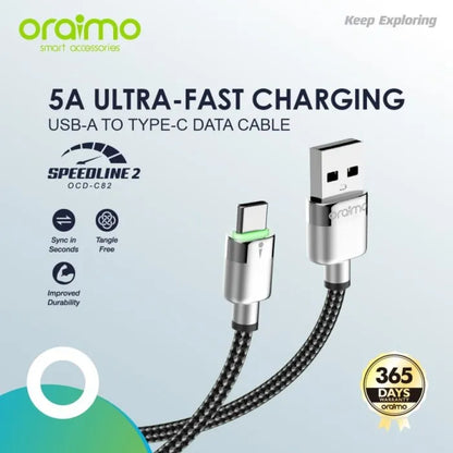 Oraimo speedline 2 type -C Ultra fast charging cable OCD-CC82
