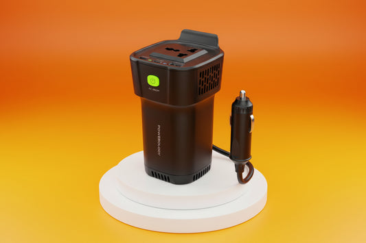 Powerology 150W Inverter AC Universal USB A 2type-C DC Car 12V10A - Black