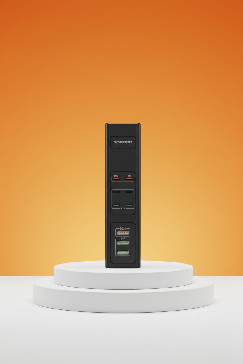 Porodo 85W Multi-Port USB Charging HUB - Black