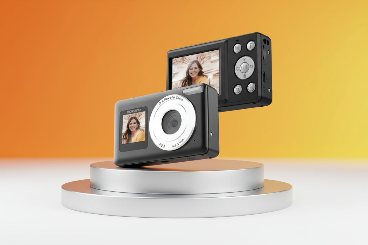 Porodo Lifestyle Dual-Screen Digital Camera - Black