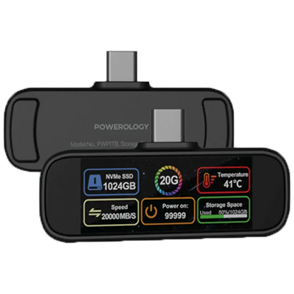Powerology Vaultx  1Tb Mini Portable SSD Drive - Black