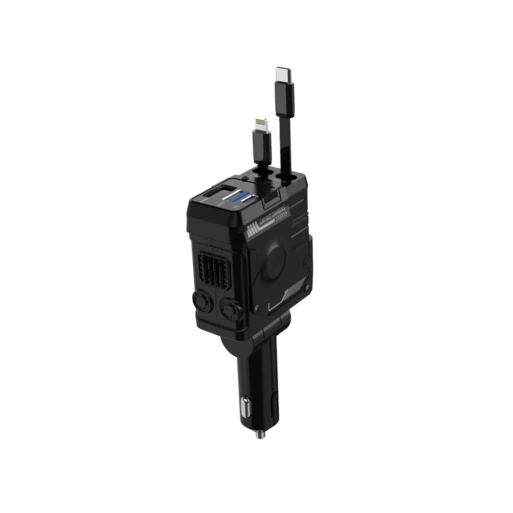 Porodo 66W Car Charger Lightning & Type-C - Black