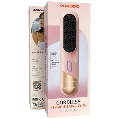 Porodo Cordless Straightening Comb - Pink