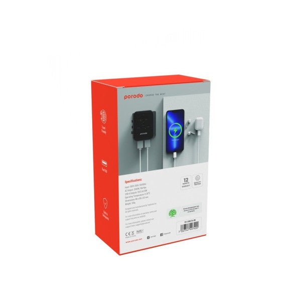 Porodo Dual USB-A Universal Travel Adapter 2.4A