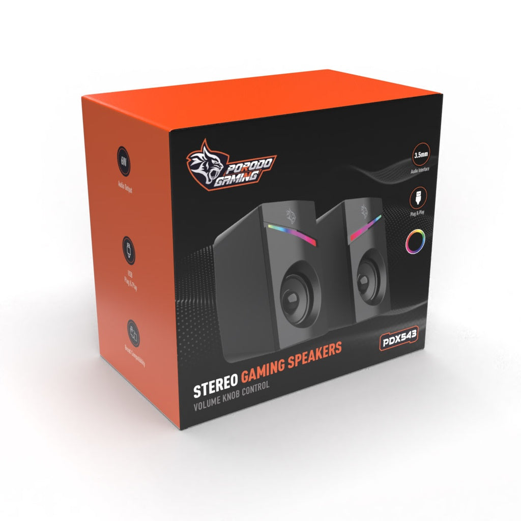 Porodo Gaming Stereo Speakers Volume Knob Control