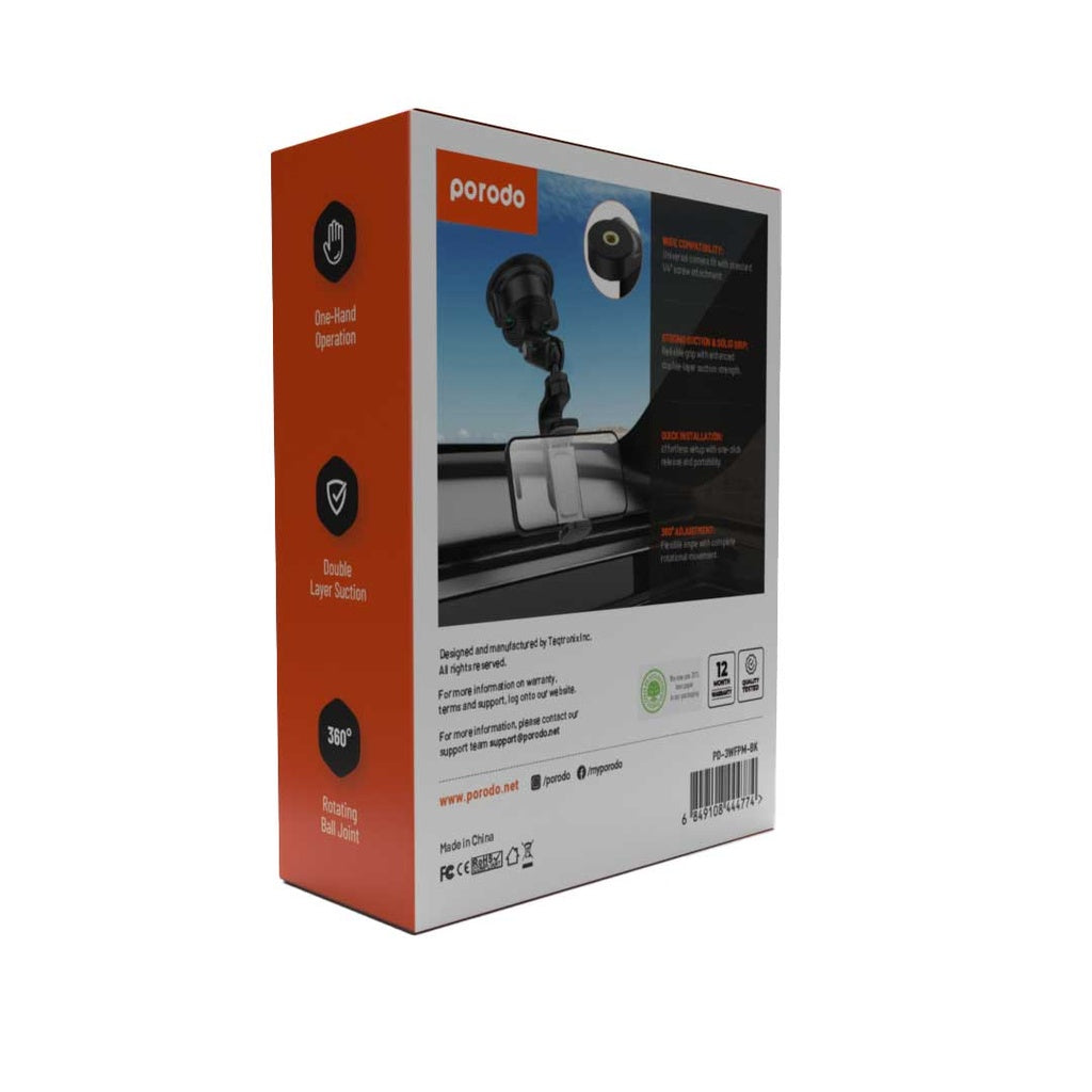porodo Dashboard Windshield Exterior Phone & Camera Mount