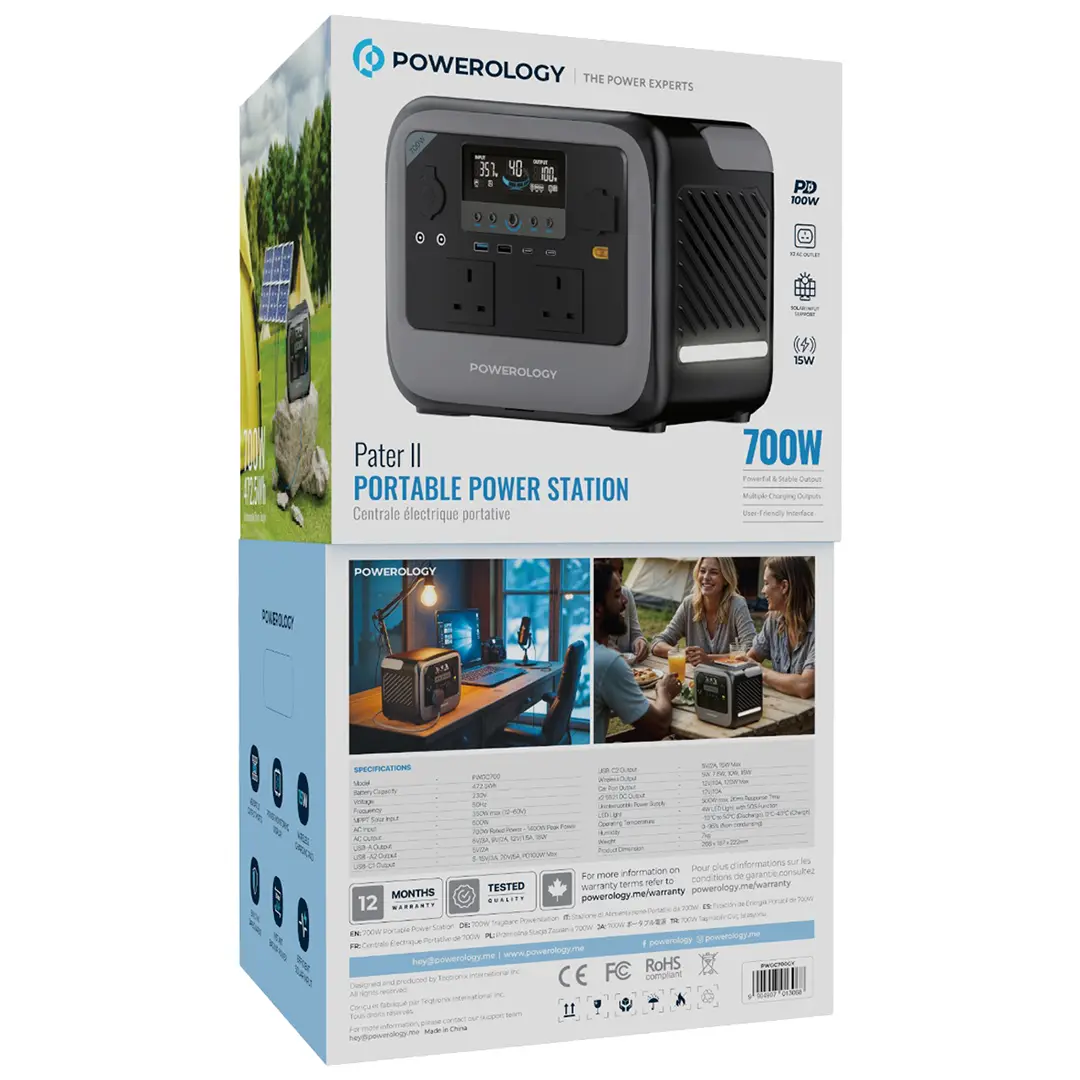 Powerology Pater II Portable Power Station 700W - Gray