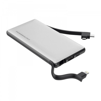 owerology 6 in 1 10000mAh Power Bank Station with Built-in Lightning, Micro USB, Type-C Cable
