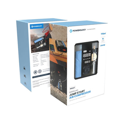 Powerology 8800mAh Jump Start Air Compressor - Transparent