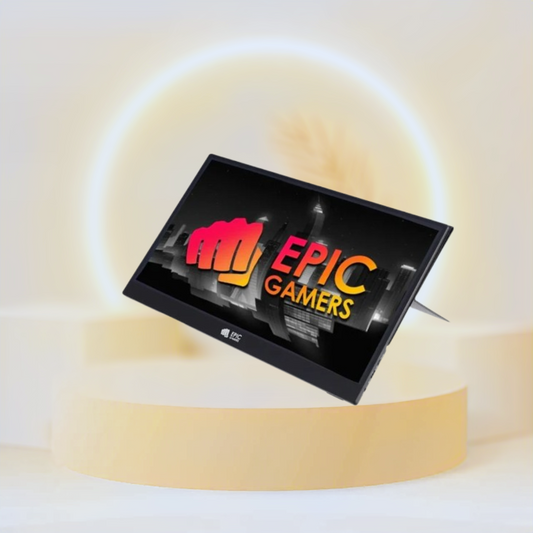 شاشة ألعاب Epic Gamers مقاس 15.8 بوصة IPS FHD، 60 هرتز، شاشة تعمل باللمس محمولة مع حامل
