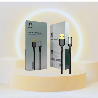 Green Lion Transparent LED Cable USB To Type-C - Black