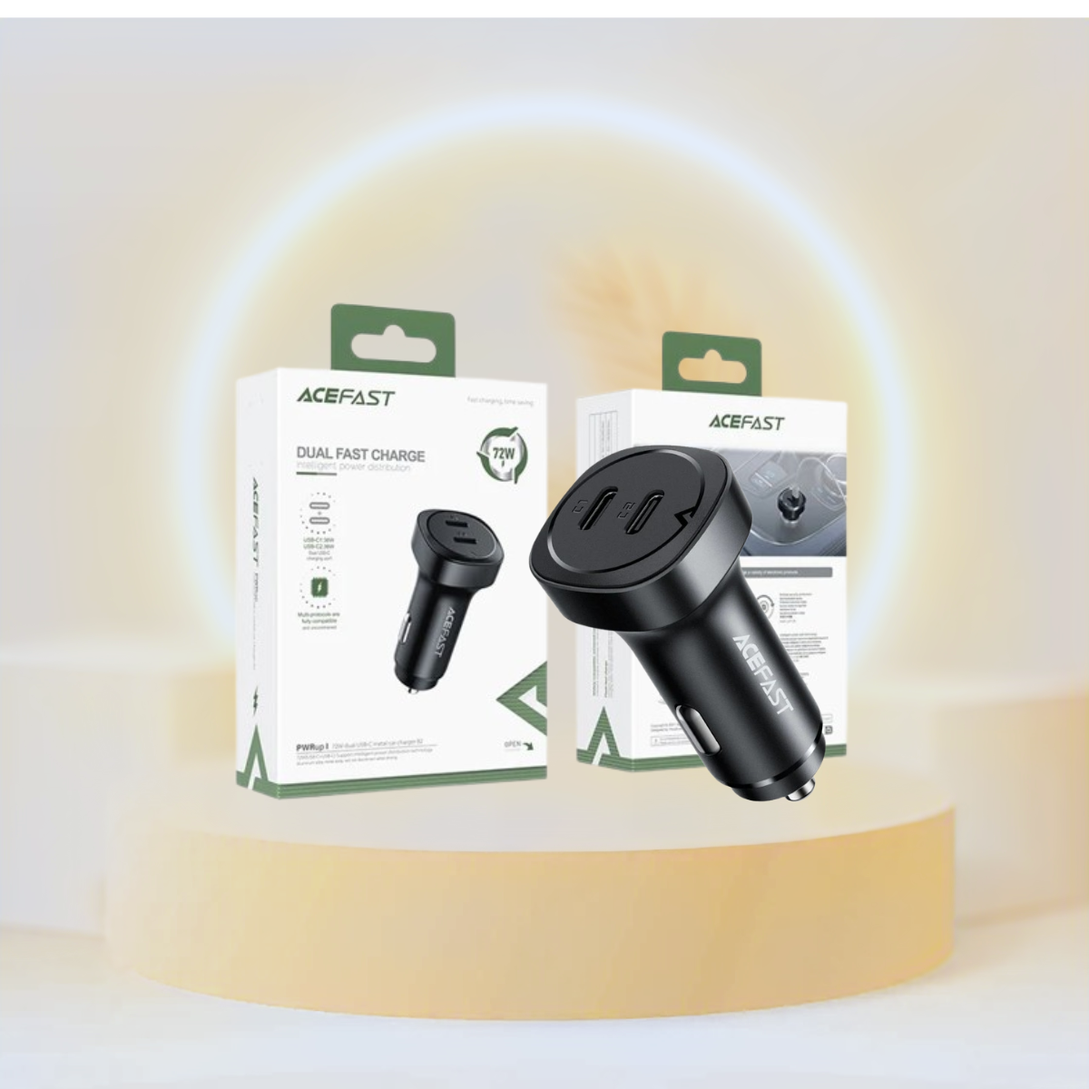 AceFast Fast Charge Car Charger B2 72W (2xUSB-C)
