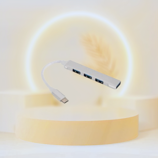 محول USB Type C HUB 3.0 صغير الحجم من الألومنيوم مزود بـ 4 منافذ متعدد المنافذ