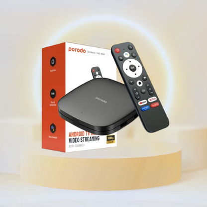 Porodo Android TV Box 1080P 2GB RAM 8GB ROM Support 4K - Black