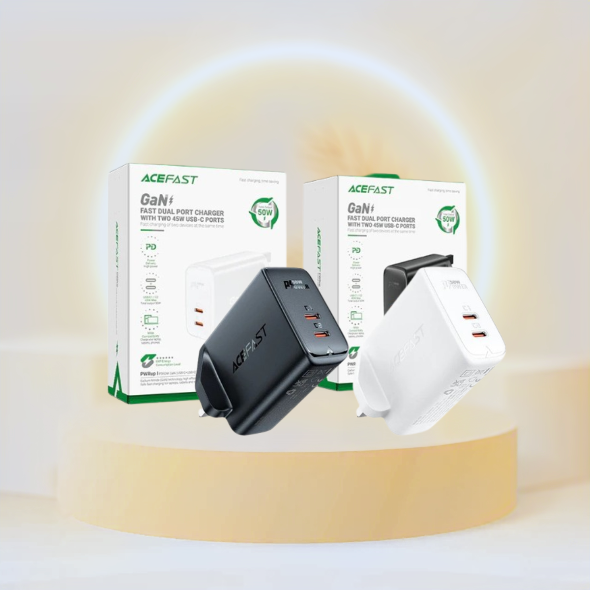 AceFast Fast Charge Wall Charger A32 GaN PD50W (2xUSB-C) UK