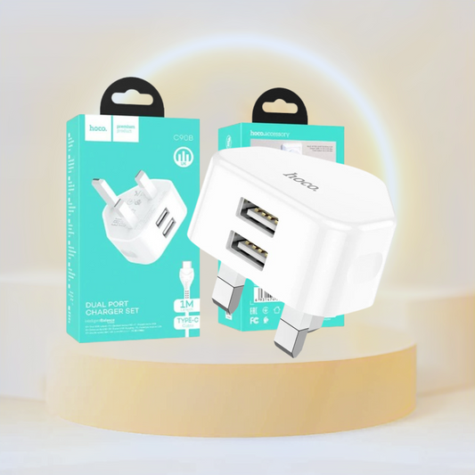 Wall charger “C90B Grandiose” dual port UK set with cable