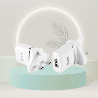 Hoco Wall charger “C11B Smart” UK plug single USB charging adapter
