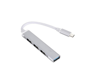 محول USB Type C HUB 3.0 صغير الحجم من الألومنيوم مزود بـ 4 منافذ متعدد المنافذ