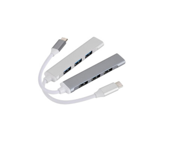 محول USB Type C HUB 3.0 صغير الحجم من الألومنيوم مزود بـ 4 منافذ متعدد المنافذ