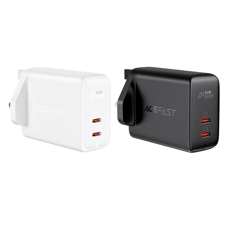 شاحن حائط AcFast Fast Charge A12 PD40W (2xUSB-C) المملكة المتحدة