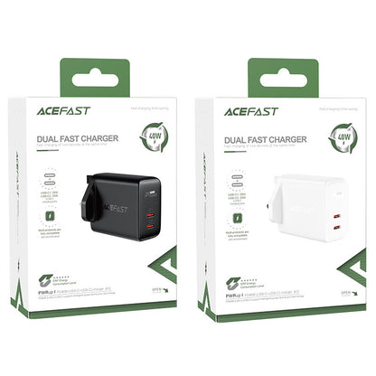شاحن حائط AcFast Fast Charge A12 PD40W (2xUSB-C) المملكة المتحدة