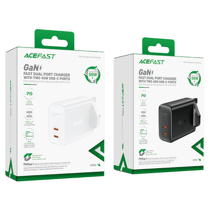 AceFast Fast Charge Wall Charger A32 GaN PD50W (2xUSB-C) UK