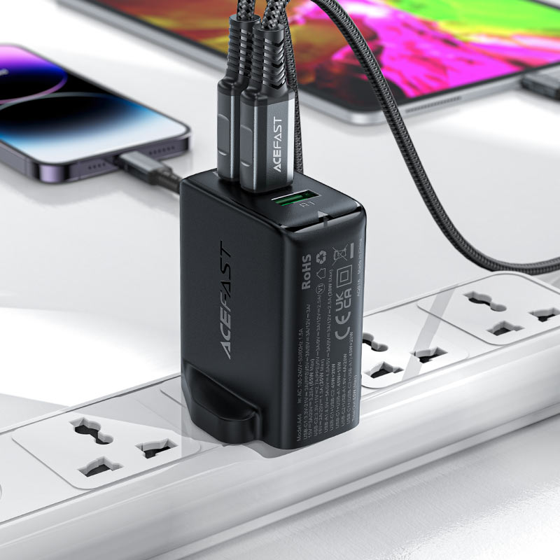 AceFast Fast Charge Wall Charger A44 PD65W GaN (2xUSB-C + USB-A) UK
