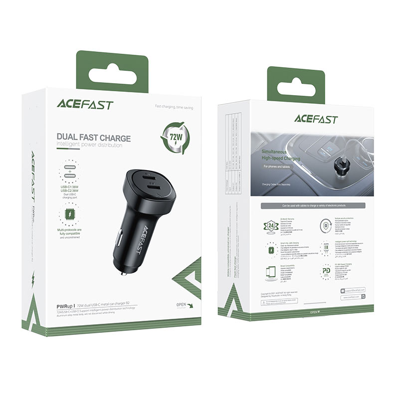 AceFast Fast Charge Car Charger B2 72W (2xUSB-C)
