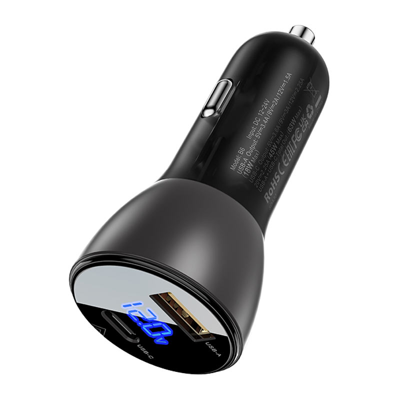 شاحن سيارة AceFast للشحن السريع B6 63 واط (1xUSB-C+1xUSB-A) 