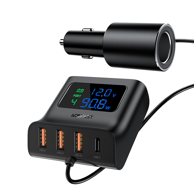 AceFast Fast Charge Car HUB Charger B8 (3xUSB-A+1xUSB-C)